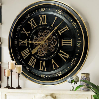 THE GEARS CLOCK Wall Clock with Real Moving Gears IR-LI_ 32 in Round "DUBLIN" BRONZE-ANTIQUE