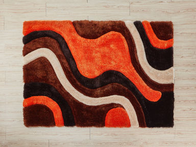 Orren Ellis Kadir Abstract Handmade Shag Orange/Brown Area Rug & Reviews | Wayfair