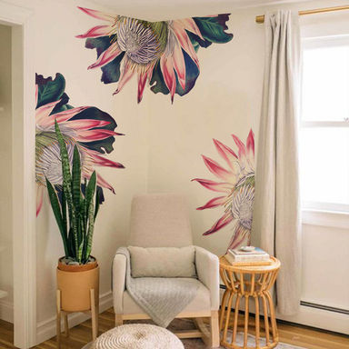 Charlton Home® Plants & Flowers Pink Protea Wall Border Decal | Wayfair