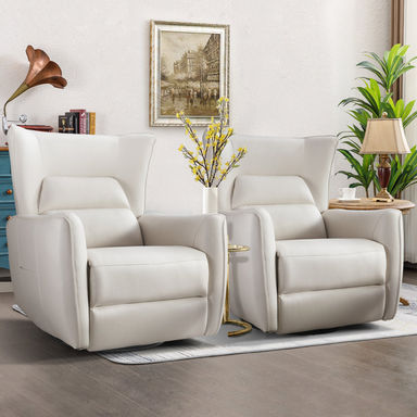 Gilden 35.8'' Wide Modern and Breathable Fabric Power Swivel and Rocker Recliner (Set of 2)