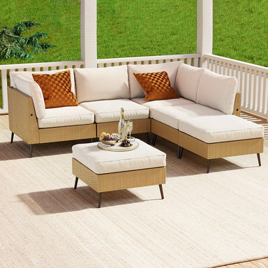 Zahro 6 - Person Outdoor Sectional Seating Group with Cushions