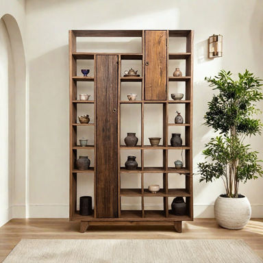 Wabi-sabi style solid wood bookcase