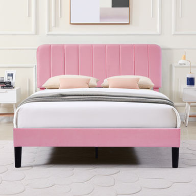 Auxter Upholstered Platform Bed Frame with Adjustable Headboard No Box Spring Needed
