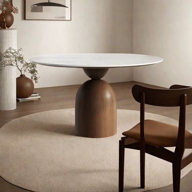 Granite tabletop with oak legs