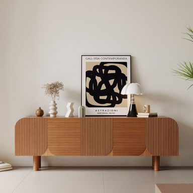 71" Modern and Classic Style TV Stand with Four Legs and 5 Storage Cabinets
