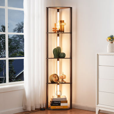 Carrye 64'' LED Dimmable Cornor Floor Lamp with Shelves