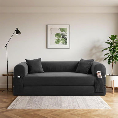 Ebern Designs Convertible Sleeper Sofa Bed with Cylindrical Pillow, Corduroy Folding Mattress Couch, Floor Sofa Sofa-in-a-Box, No Installation & Easy to Transport, Deep Seat & Reviews | Wayfair