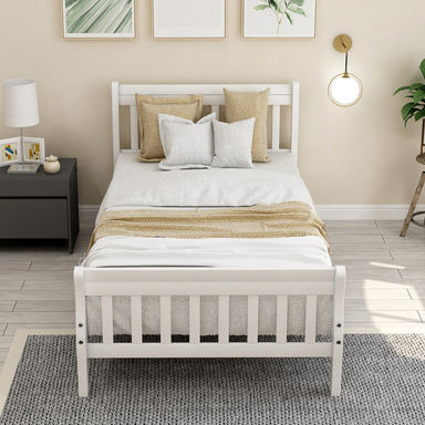 Wood Platform Bed Twin Bed Frame Panel Bed Mattress Foundation Sleigh Bed With Headboard/Footboard/Wood Slat Support