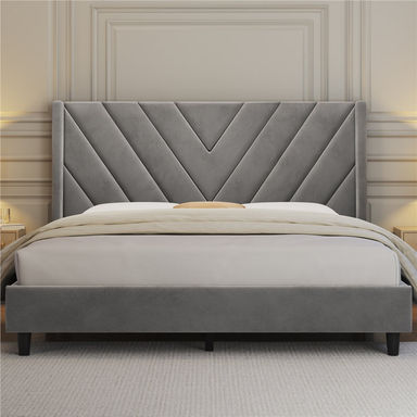 Permelia Upholstered Wingback Bed