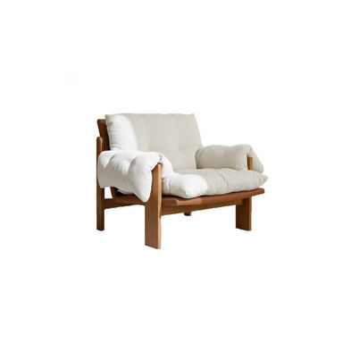 Solid wood fabric single leisure chair