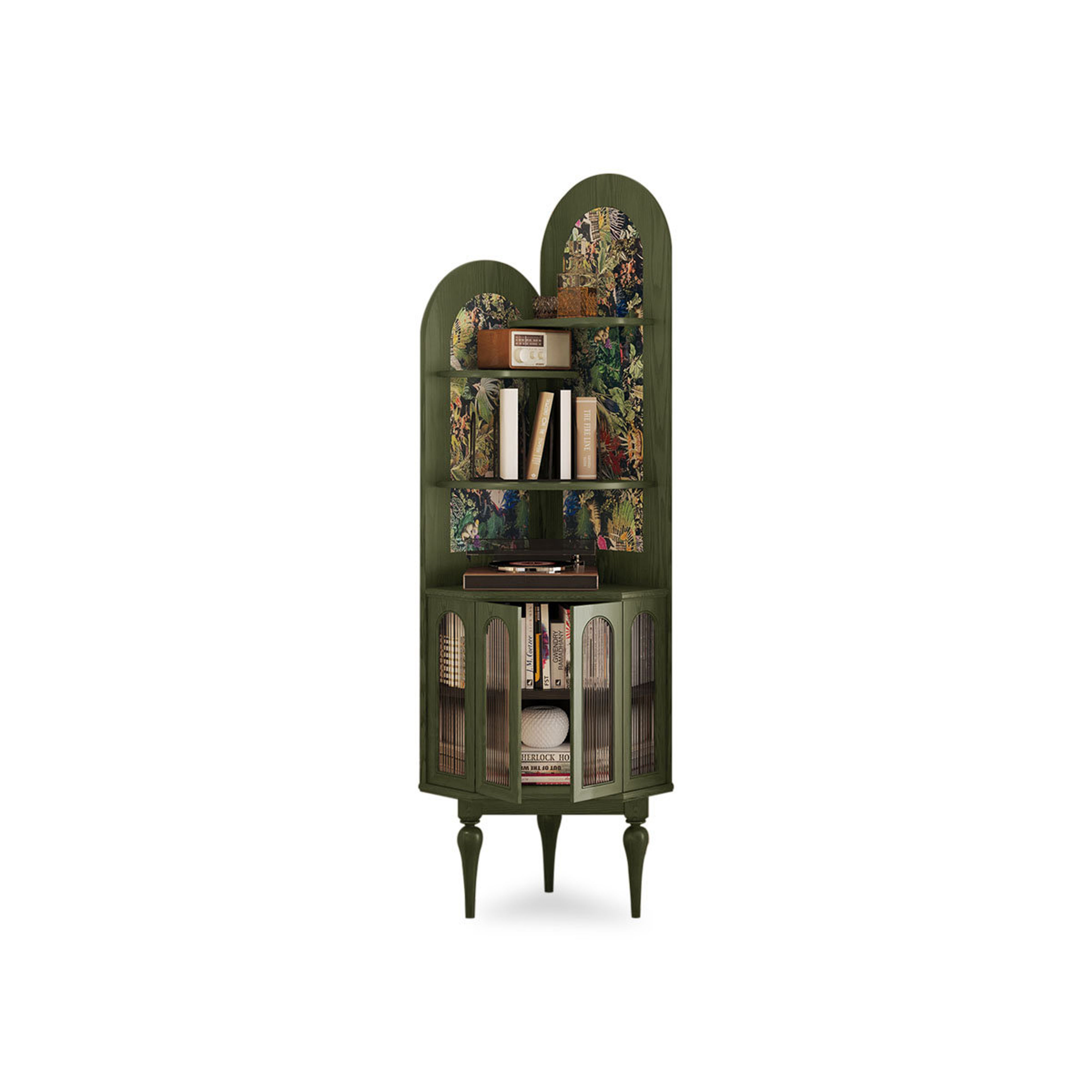 Retro Green Solid Wood Corner Cabinet - Wildon Home | Wayfair