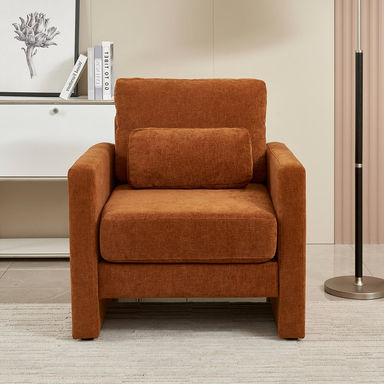 Zeil Wood Legs Upholstered Arm Chair Club Chair With Pillow Padded Single Chair