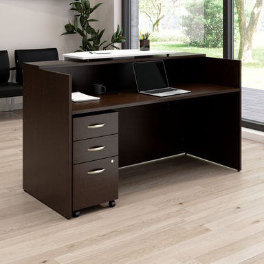 Arrive 72W x 30D Reception Desk with 3 Drw Mbl Ped and Counter