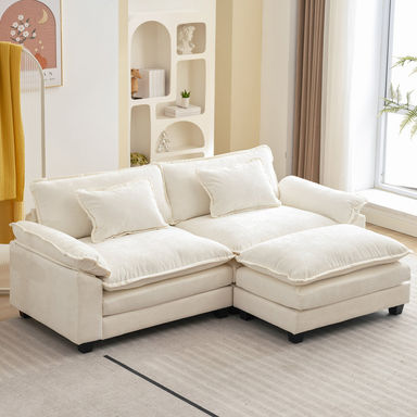 Arale 86'' Wide Comfy Cloud Couch Sectional Loveseat Sofa with Ottoman