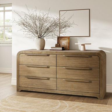 Lark Manor™ Egon 62'' W Modern Fully Assembled 6-Drawer Solid Wood Dresser with Hidden Drawer and Fully Velvet-lined | Wayfair
