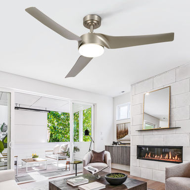 52" 3 - Blade Smart Propeller Ceiling Fan with Dimmable LED Light and Remote Control