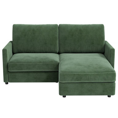 Modern Corduroy 2 Seater Sofa with Ottoman
