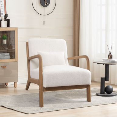 Sand & Stable™ Hertford 26" Wide Mid Century Upholstered Solid Wood Accent Chair with an Extra Pillow & Reviews | Wayfair
