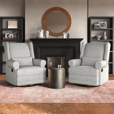34" Wide Upholstered Manual Swivel Rocking Recliner,Set of 2