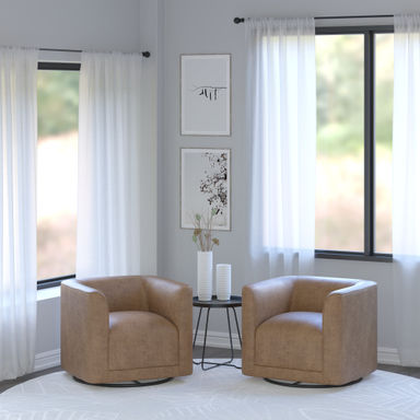 Polyester Swivel Barrel Chair, Set Of 2 (Set of 2)