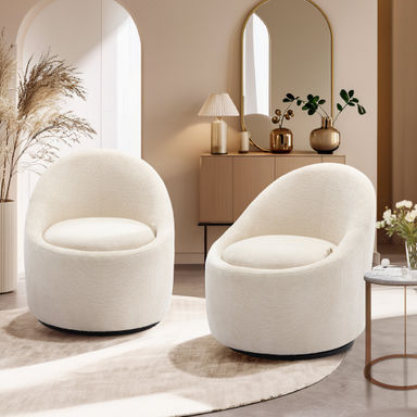 Elijana Modern Upholstered Swivel Barrel Chair,No Assembly Needed