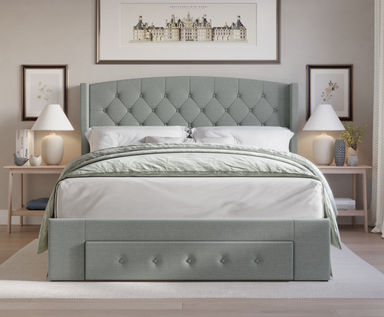 Lark Manor™ Alojzije King Tufted Upholstered Storage Panel Bed & Reviews | Wayfair