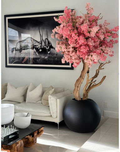 Pink Cherry Blossom Tree In 30" Globe Planter