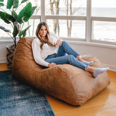 Big Joe Delmont Foam Filled Bean Bag Chair with Removable Cover, Vegan Leather or Boucle & Reviews | Wayfair