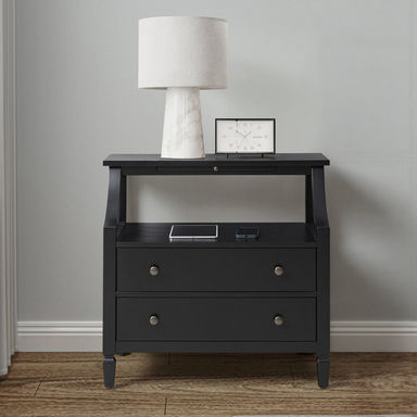 Areebe Transitional 30''W 2-Drawer Nightstand with Pull Out Tray and Charging Station