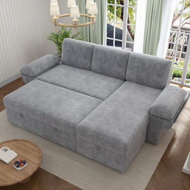 Jilisa 91" Modern 3-Seater Pull Out Sofa Bed - L Shaped Sofa Couch with Storage Chaise