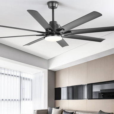 Brixham 66 Inch Large Ceiling Fan With Dimmable Led Light 8 ABS Blades Smart Remote Control Reversible DC Motor For Living Room
