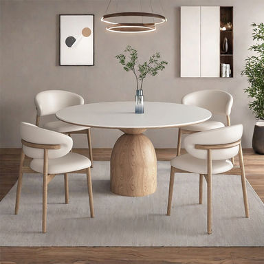 HEshihome Simple Solid Wood Rock Slab Round Dining Tables. | Wayfair
