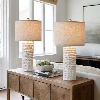Anazagene Modern Ceramic Table Lamp Set, Suitable For Living Room, Bedroom, Office (Set of 2)