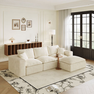 108" Cloud Sectional Couch With L-Shape Chaise,Modern Modular Sofa With Deep Seat, Upholstered Couches For Living Room Bedroom,No Assembly Required, S