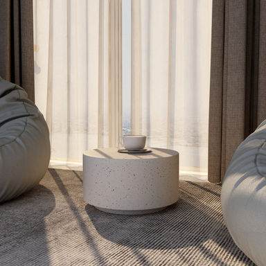 36" Fiberstone Round Floating Side Table - Indoor/Outdoor Accent End Table for Bedroom, Living Room, and Patio