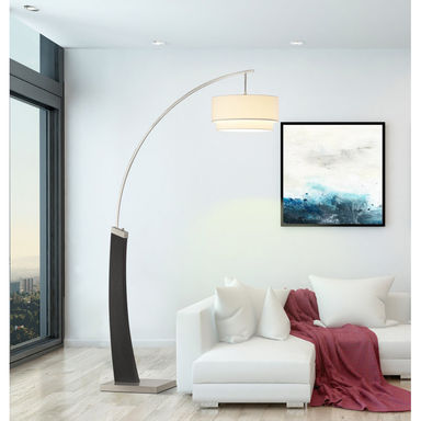 81'' Satin Nickel, Black Arched Floor Lamp