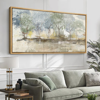 Rustic Abstract Forest Landscape Extra Large Framed Wall Art Oversized Canvas Print