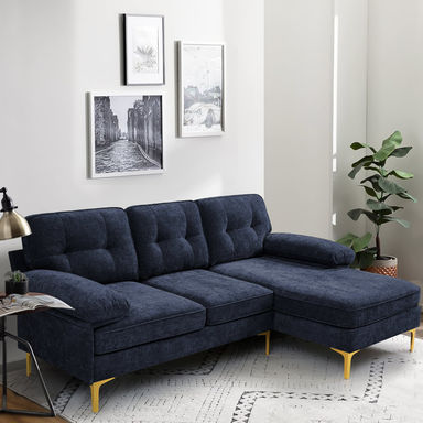 Joseph-Alexander Upholstered Sectional 82.7" Wide Sectional Sofa with Chaise Chenille Fabric White Modular Design for Living Room