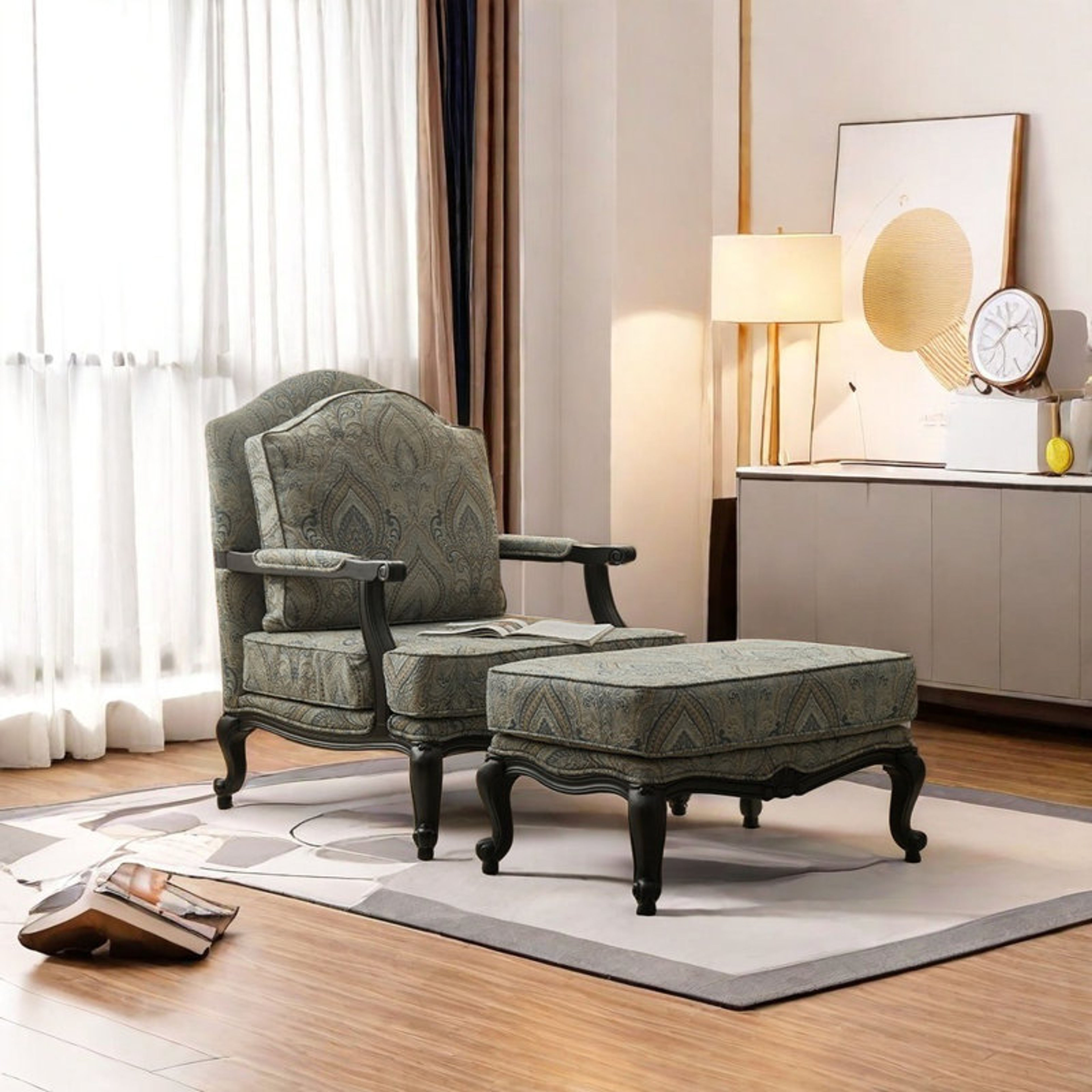 Comfortable Wide Backrest Solid Wood Armchair - Durable Design