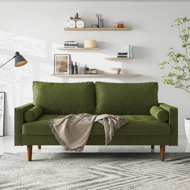 Sellner 70" Velvet Square Arm Tufted Seat Sofa