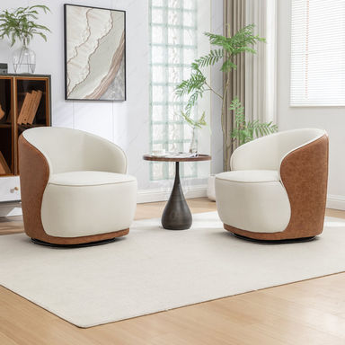 Stith Velvet Upholstered Swivel Barrel Chair (Set of 2)