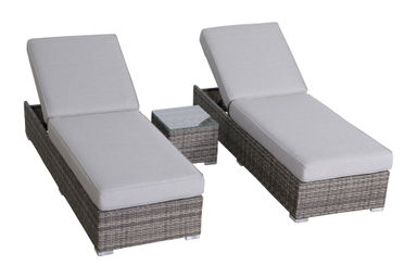 Beaminster Fully Assembled Outdoor Wicker Chaise Lounge Set with Table