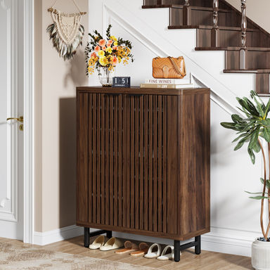 Loon Peak® 24 Pair Shoe Storage Cabinet with 2 Shutter Doors & Reviews | Wayfair