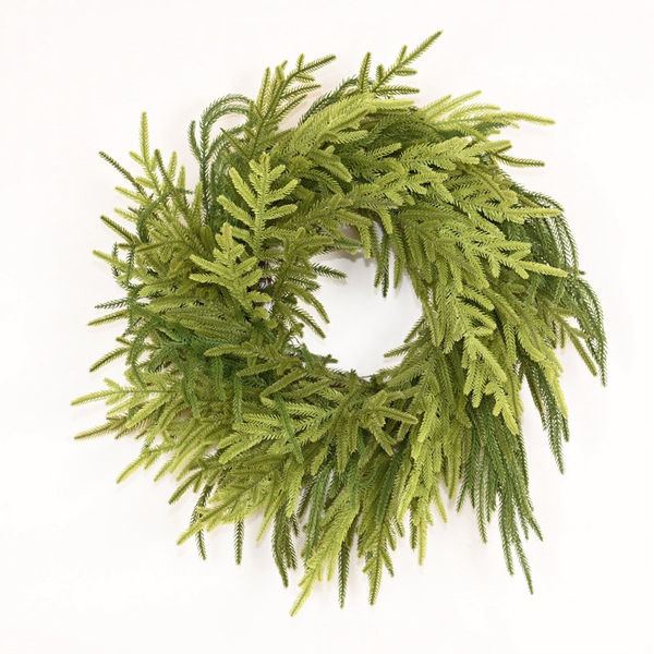 22" Artificial Farmhouse Thanksgiving Christmas Day Greenery Norfolk Island Pine Fall Winter Wreath For Front Door