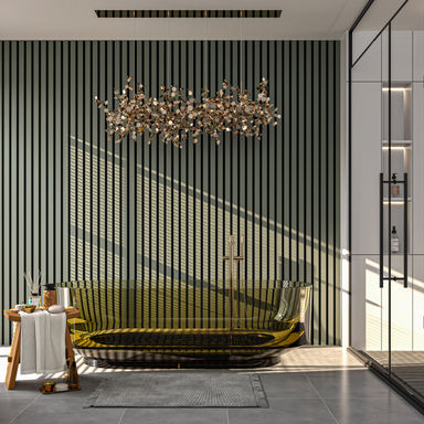 94" x 12.6" Acoustic Wood Wall Paneling, Decorative Soundproof Panels for Walls and Ceilings, 3D Slat Wood Wall Panels (Set of 2)