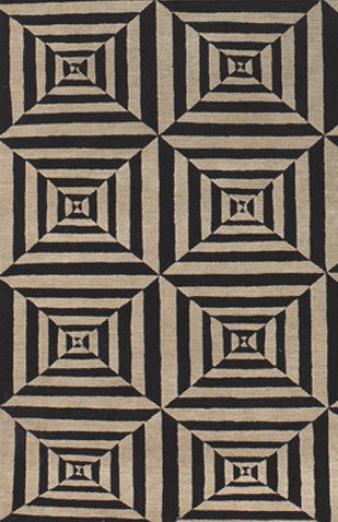 Elana Hand-Knotted Wool Black/Beige Rug