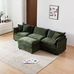 Modern 3 Seater Sectional Sofa with Ottoman | Wayfair