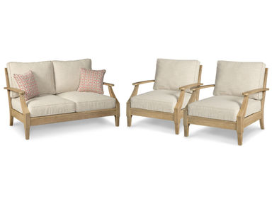 Lark Manor™ Arikka 55.5" Wide Outdoor Eucalyptus Loveseat with Cushions & Reviews | Wayfair