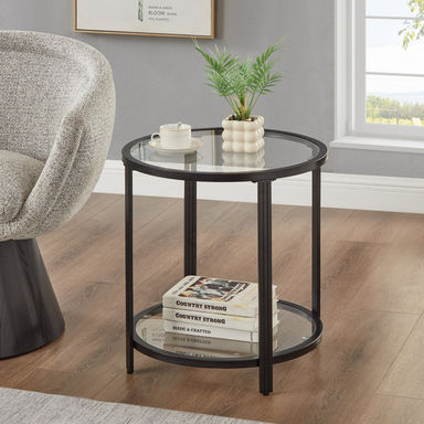 Doynton Round Glass Top End Side Table