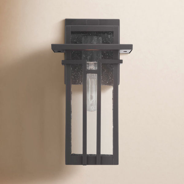 Blithe Antique Bronze Seeded Glass Outdoor Wall Lantern